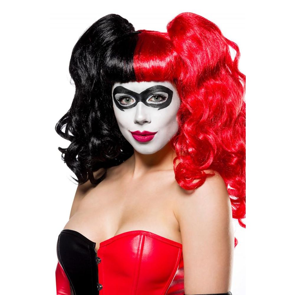 Mask Paradise - Harlequin Perruque - Noir/Rouge